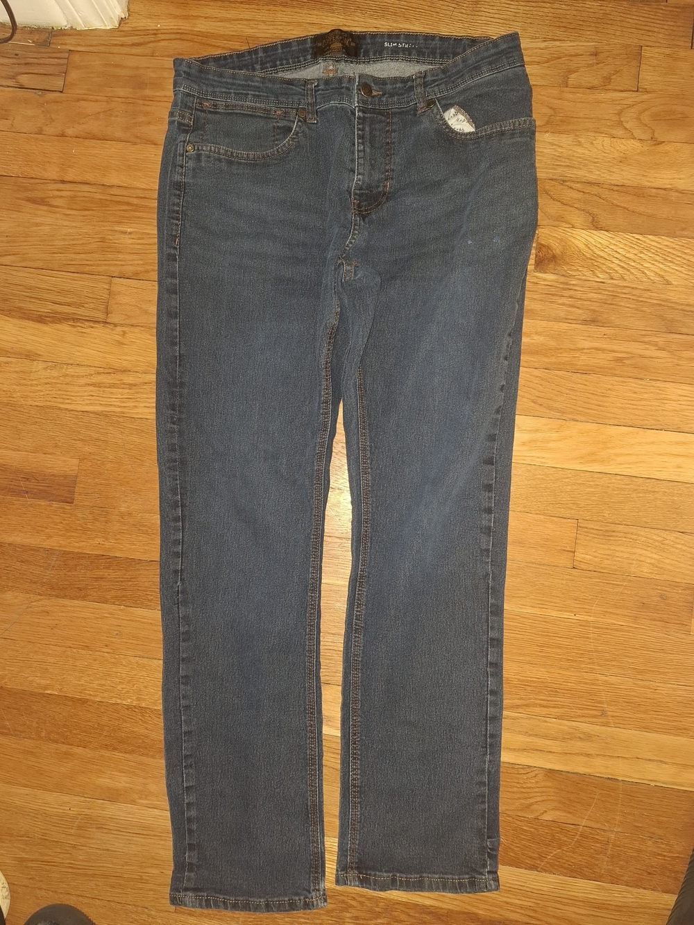 Dark Blue Straight Slim-Leg Jeans